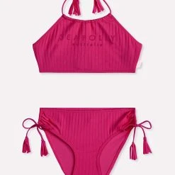 Seafolly Girls Summer Essential Girls Tasselled Bikini - Deep Pink