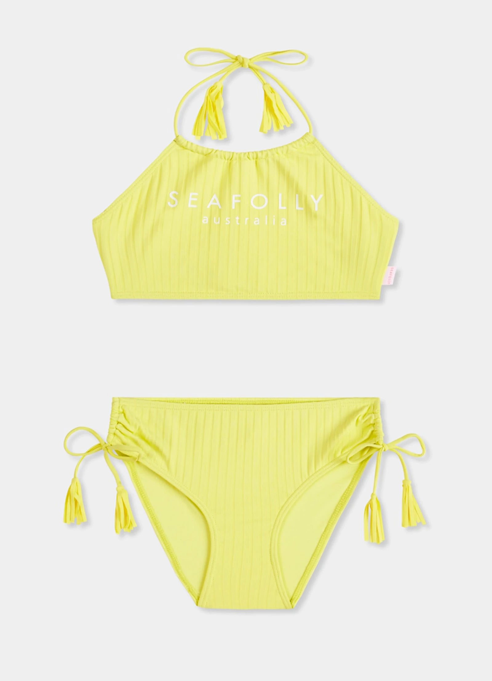 Seafolly Girls Summer Essential Girls Tasselled Bikini - Lime Light 3 Seafolly Girls Summer Essential Girls Tasselled Bikini - Lime Light