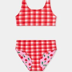 Seafolly Girls Girls Reversible Bikini - Cherry Check