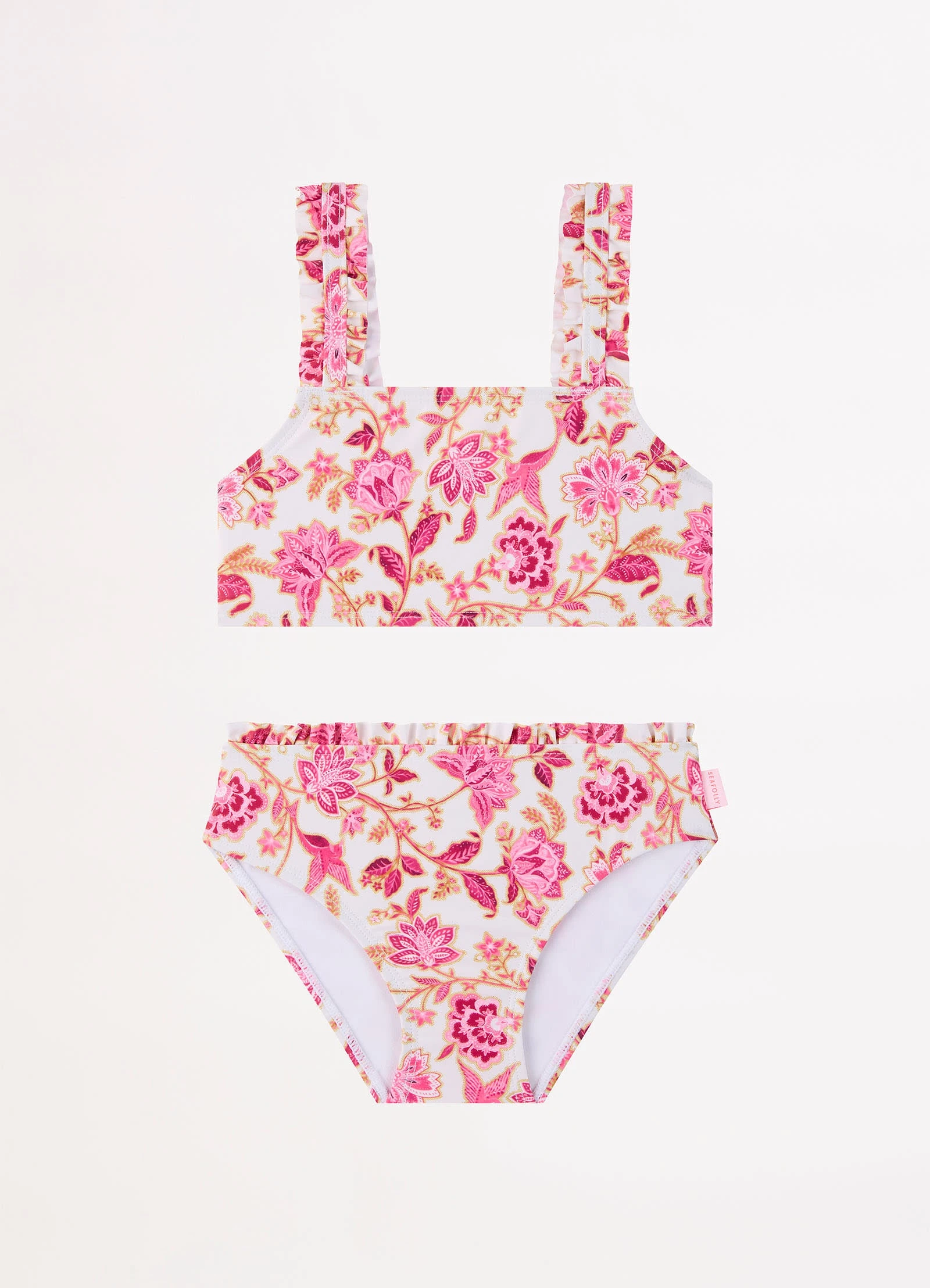 Seafolly Girls Silk Road Girls Mini Ruffle Bikini - Pink 4 Seafolly Girls Silk Road Girls Mini Ruffle Bikini - Pink - Image 2