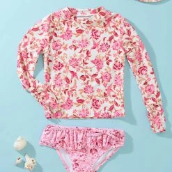 Seafolly Girls Silk Road Girls Ruffle Brief Surf Set - Spice