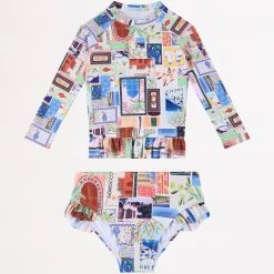 Seafolly Girls On Vacation Girls Peplum Surf Set - Azure -Seafolly shop 27231T Azure 1