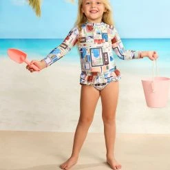 Seafolly Girls On Vacation Girls Peplum Surf Set - Azure