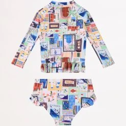 Seafolly Girls On Vacation Girls Peplum Surf Set - Azure -Seafolly shop 27231T Azure 2