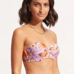Seafolly Ladies Paradise Garden Bustier Bandeau - Lilac -Seafolly shop 30574 960 Lilac 3