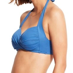 Seafolly Ladies Seafolly Twist Soft Cup Halter - Marina Blue -Seafolly shop 30806 065 MarinaBlu 5