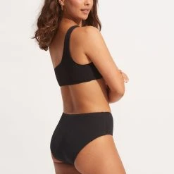 Seafolly Ladies Sea Dive One Shoulder Top -Seafolly shop 31018 861 Black 12