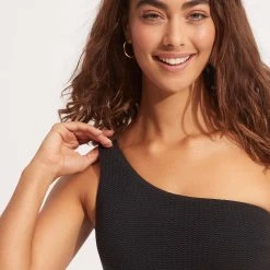 Seafolly Ladies Sea Dive One Shoulder Top -Seafolly shop 31018 861 Black 13