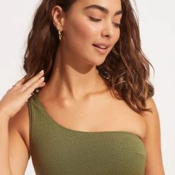 Seafolly Ladies Sea Dive One Shoulder Top 9 Seafolly Ladies Sea Dive One Shoulder Top -Seafolly shop 31018 861 Khaki 7