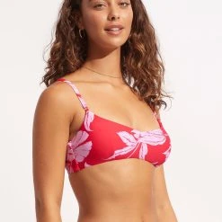 Seafolly Ladies Fleur De Bloom Bralette - Chilli Red -Seafolly shop 31173 983 Chilli 20Red 3