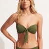 Seafolly Ladies Seafolly Collective Twist Tie Front Bandeau -Seafolly shop 31187 942 Avocado 1