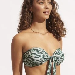 Seafolly Ladies Wild At Heart Twist Tie Front Bandeau - Evergreen 9 Seafolly Ladies Wild At Heart Twist Tie Front Bandeau - Evergreen -Seafolly shop 31187 988 Evergreen 3