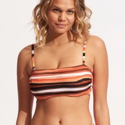 Seafolly Ladies Sun Stripe DD Tank Bra - Black