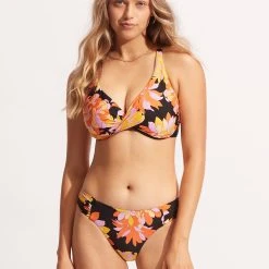 Seafolly Ladies Palm Springs Wrap Front F Cup - Black
