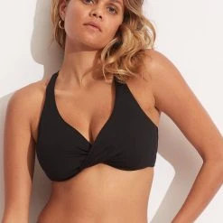 Seafolly Ladies Seafolly Collective Wrap Front F Cup Bra - Black