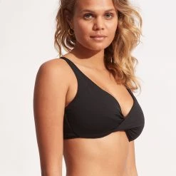 Seafolly Ladies Seafolly Collective Wrap Front F Cup Bra - Black -Seafolly shop 31219F 942 Black 3