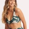 Seafolly Ladies Fleur De Bloom Wrap Front F Cup Bra - Evergreen -Seafolly shop 31219F 983 Evergreen 1