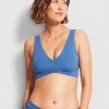 Seafolly Ladies Seafolly "V" Neck Crop Top - Marina Blue -Seafolly shop 31297 065 MarinaBlu 1
