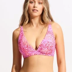 Seafolly Ladies Sea Skin DD Fixed Tri Bikini Top - Fuchsia Rose