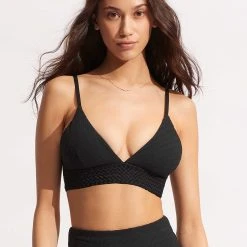 Seafolly Ladies Willow Banded Bralette - Black