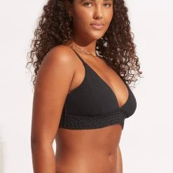 Seafolly Ladies Willow Banded Bralette - Black -Seafolly shop 31326 924 Black 8