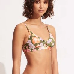 Seafolly Ladies Paradise Garden Twist Front Bralette - Avocado 10 Seafolly Ladies Paradise Garden Twist Front Bralette - Avocado -Seafolly shop 31337 960 Avocado 3