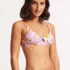 Seafolly Ladies Paradise Garden Twist Front Bralette - Lilac -Seafolly shop 31337 960 Lilac 3