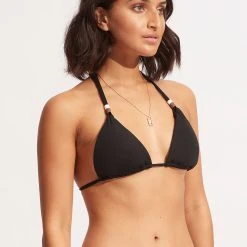 Seafolly Ladies Sun Stripe Slide Tri - Black 12 Seafolly Ladies Sun Stripe Slide Tri - Black -Seafolly shop 31351 947 Black 3