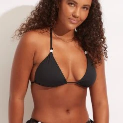 Seafolly Ladies Sun Stripe Slide Tri - Black 15 Seafolly Ladies Sun Stripe Slide Tri - Black -Seafolly shop 31351 947 Black 7