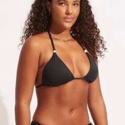 Seafolly Ladies Sun Stripe Slide Tri - Black 16 Seafolly Ladies Sun Stripe Slide Tri - Black -Seafolly shop 31351 947 Black 8