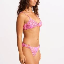 Seafolly Ladies Sea Skin Ring Front Bralette Bikini Top - Fuchsia Rose -Seafolly shop 31369 064 FuchsiaRos 5