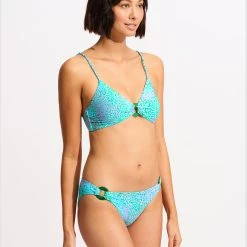 Seafolly Ladies Sea Skin Ring Front Bralette Bikini Top - Vivid Green -Seafolly shop 31369 064 VividGreen 5