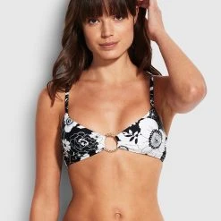 Seafolly Ladies Summer Of Love Ring Front Bralette - Black
