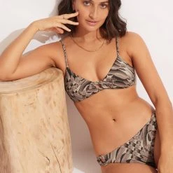 Seafolly Ladies Poolside Ring Front Bralette - Sepia