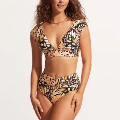 Seafolly Ladies Take Flight Cap Sleeve Top - Mandarin