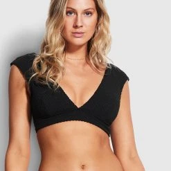 Seafolly Ladies Riviera Cap Sleeve Top - Black -Seafolly shop 31376 929 Black 2