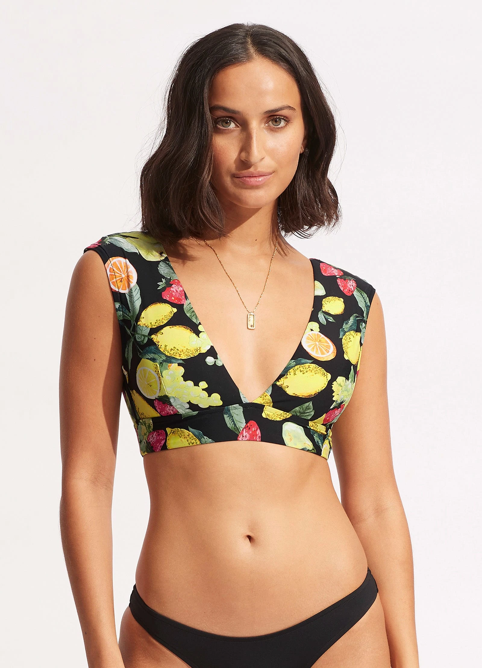 Seafolly Ladies Lemoncello Cap Sleeve Top - Black 4 Seafolly Ladies Lemoncello Cap Sleeve Top - Black - Image 2