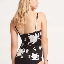 Seafolly Ladies Full Bloom Wrap Front Tankini Top - Black 10 Seafolly Ladies Full Bloom Wrap Front Tankini Top - Black -Seafolly shop 31381 932 Black 4
