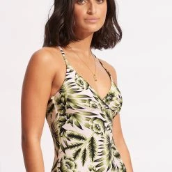 Seafolly Ladies Island In The Sun Wrap Front Tankini Top - Avocado 10 Seafolly Ladies Island In The Sun Wrap Front Tankini Top - Avocado -Seafolly shop 31381 946 Avocado 3