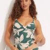 Seafolly Ladies Fleur De Bloom Wrap Front Tankini Top - Evergreen -Seafolly shop 31381 983 Evergreen 1