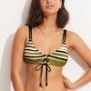 Seafolly Ladies Sun Stripe Reversible Bralette - Avocado -Seafolly shop 31389 947 Avocado 1