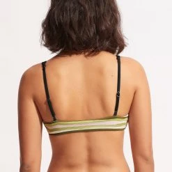 Seafolly Ladies Sun Stripe Reversible Bralette - Avocado -Seafolly shop 31389 947 Avocado 4