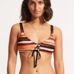 Seafolly Ladies Sun Stripe Reversible Bralette - Black -Seafolly shop 31389 947 Black 3