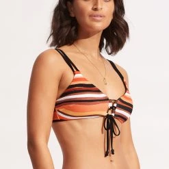 Seafolly Ladies Sun Stripe Reversible Bralette - Black -Seafolly shop 31389 947 Black 4