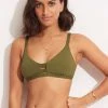 Seafolly Ladies Seafolly Collective Gathered Strap Bralette - Avocado 2 Seafolly Ladies Seafolly Collective Gathered Strap Bralette - Avocado -Seafolly shop 31390 942 Avocado 1
