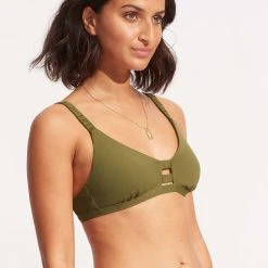Seafolly Ladies Seafolly Collective Gathered Strap Bralette - Avocado 9 Seafolly Ladies Seafolly Collective Gathered Strap Bralette - Avocado -Seafolly shop 31390 942 Avocado 3