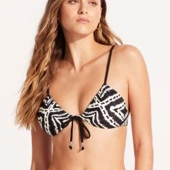 Seafolly Ladies Zanzibar Drawstring Bralette - Black