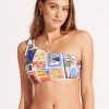 Seafolly Ladies On Vacation One Shoulder Top With Tie - Azure -Seafolly shop 31394 022 Azure 3