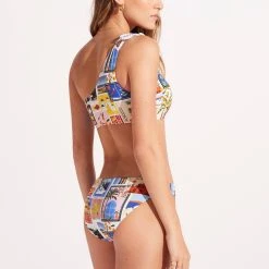 Seafolly Ladies On Vacation One Shoulder Top With Tie - Azure -Seafolly shop 31394 022 Azure 6