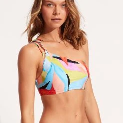 Seafolly Ladies Tropfest One Shoulder Top With Tie - Aquamarine 10 Seafolly Ladies Tropfest One Shoulder Top With Tie - Aquamarine -Seafolly shop 31394 978 Aquamarine 3